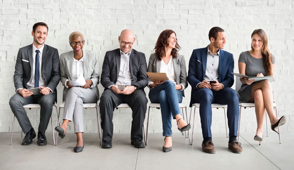 Group of diverse people are waiting for a job interview